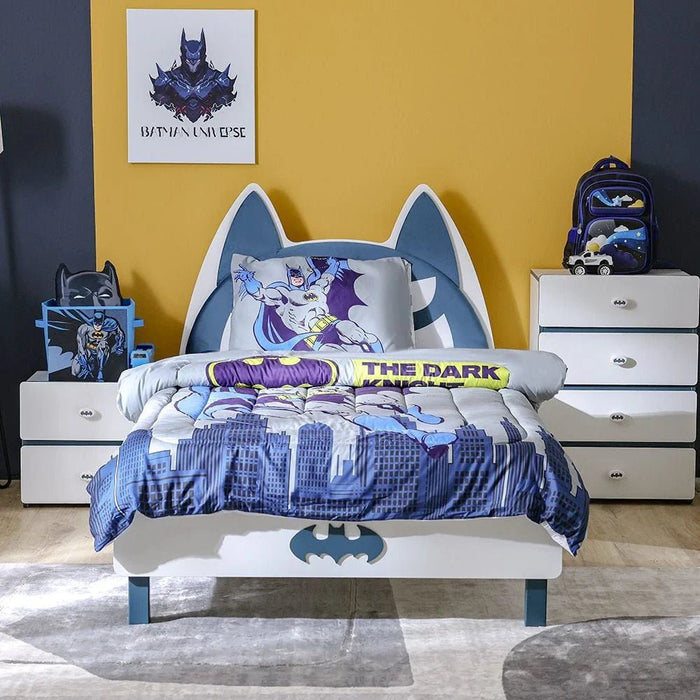 Knight 120x200 Bed with Upholstered Headboard - White/Teal Blue - With 5-Year Warranty
