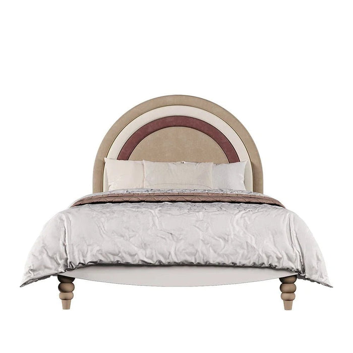 Caramel 120x200 Bed with Upholstered Headboard - White/Brown - With 5-Year Warranty