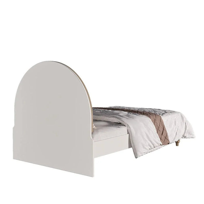 Caramel 120x200 Bed with Upholstered Headboard - White/Brown - With 5-Year Warranty