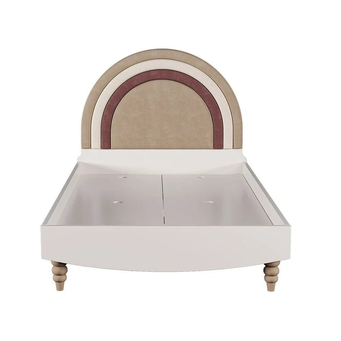 Caramel 120x200 Bed with Upholstered Headboard - White/Brown - With 5-Year Warranty