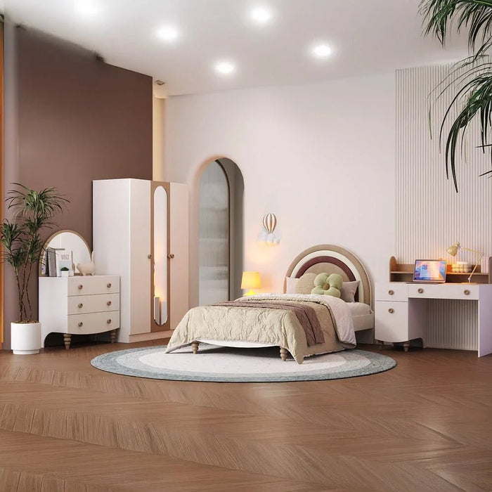 Caramel 1-Drawer Nightstand - White + Brown - With 5-Year Warranty