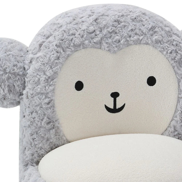 Fluffy Momo Kids Chair - Light Grey/White - With 2-Year Warranty
