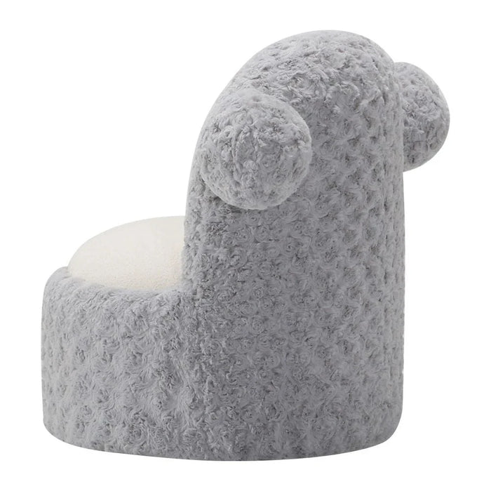 Fluffy Momo Kids Chair - Light Grey/White - With 2-Year Warranty