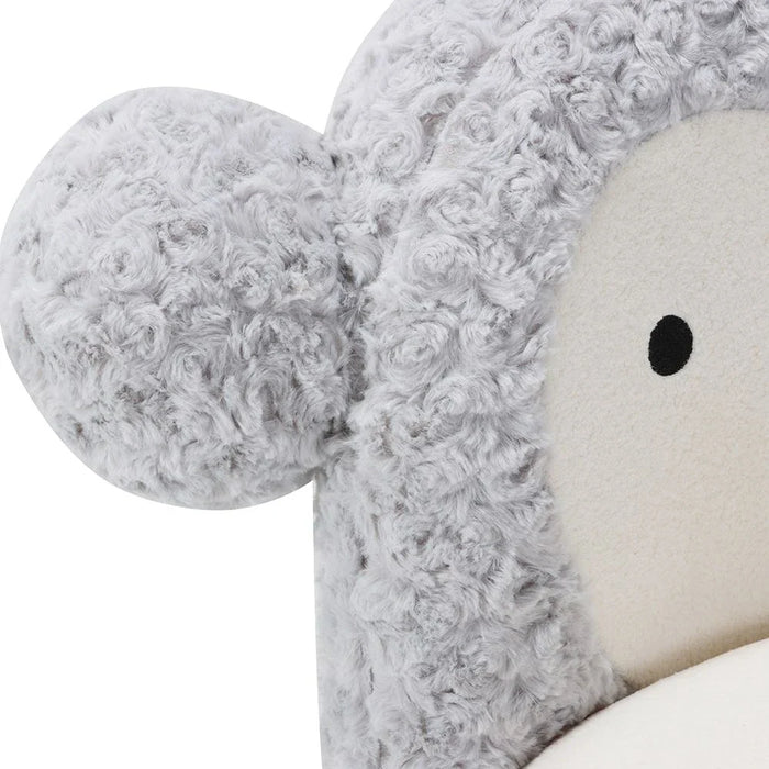 Fluffy Momo Kids Chair - Light Grey/White - With 2-Year Warranty