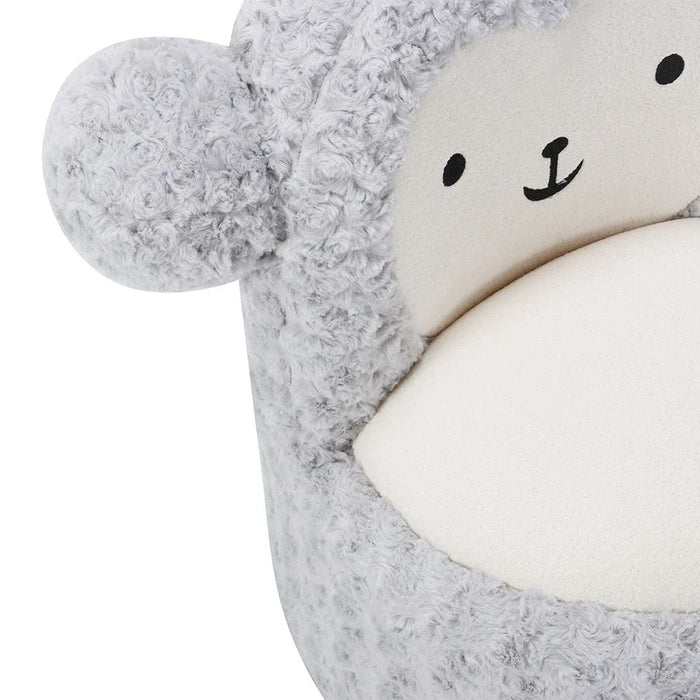 Fluffy Momo Kids Chair - Light Grey/White - With 2-Year Warranty