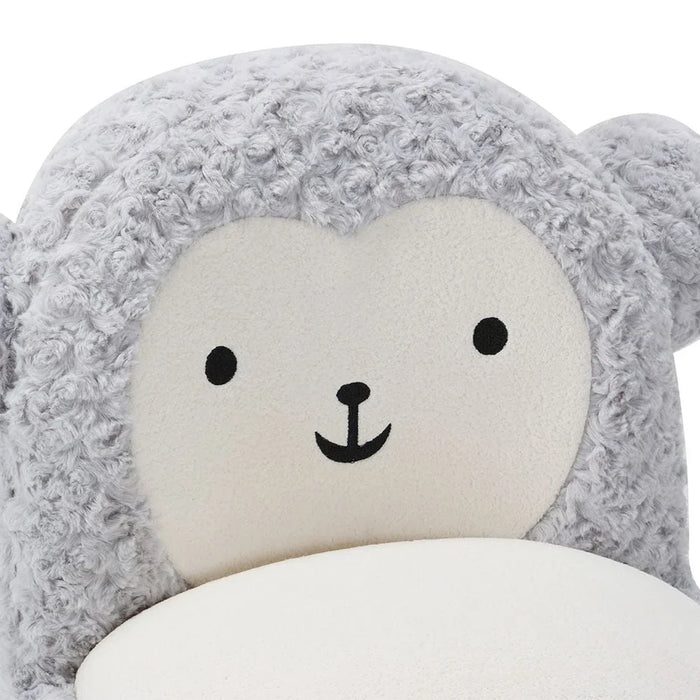 Fluffy Momo Kids Chair - Light Grey/White - With 2-Year Warranty