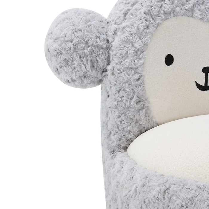 Fluffy Momo Kids Chair - Light Grey/White - With 2-Year Warranty