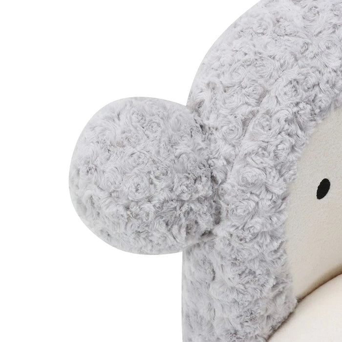 Fluffy Momo Kids Chair - Light Grey/White - With 2-Year Warranty