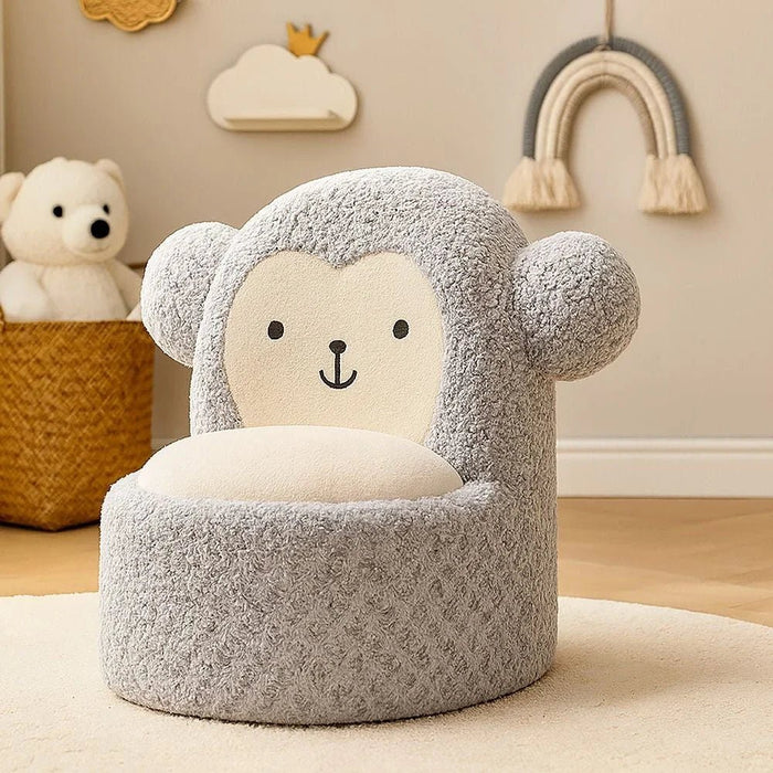 Fluffy Momo Kids Chair - Light Grey/White - With 2-Year Warranty