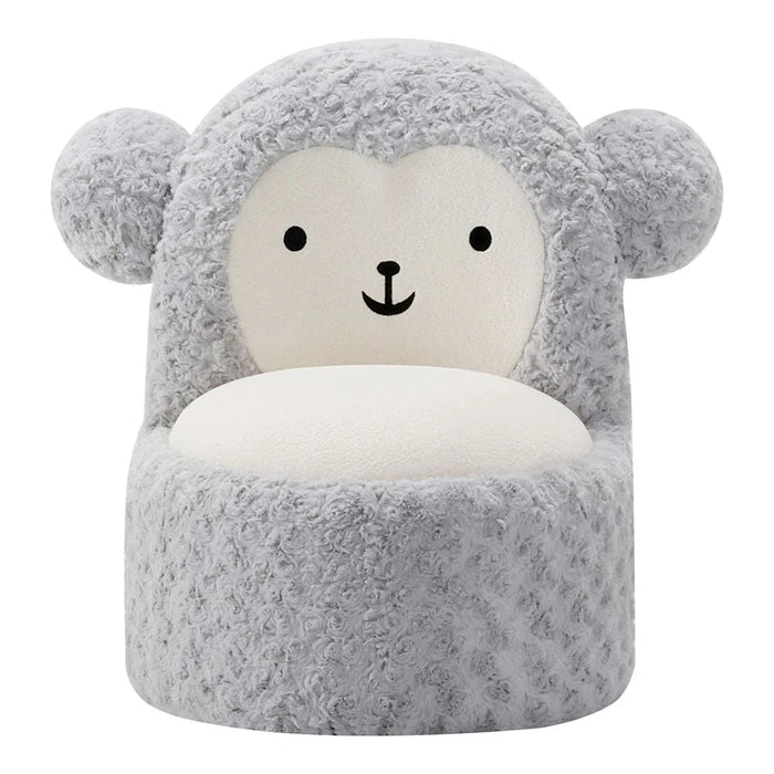 Fluffy Momo Kids Chair - Light Grey/White - With 2-Year Warranty