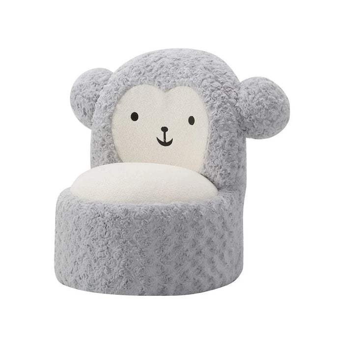 Fluffy Momo Kids Chair - Light Grey/White - With 2-Year Warranty