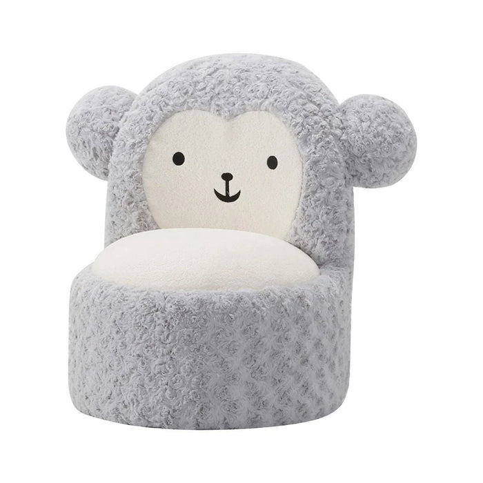 Fluffy Momo Kids Chair - Light Grey/White - With 2-Year Warranty