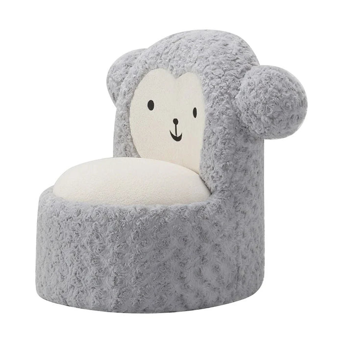 Fluffy Momo Kids Chair - Light Grey/White - With 2-Year Warranty