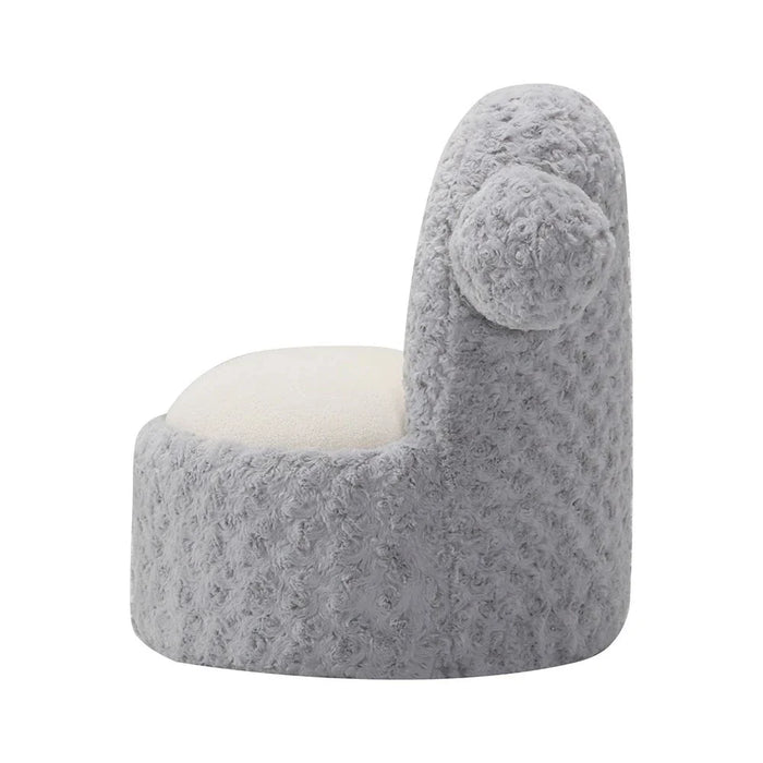 Fluffy Momo Kids Chair - Light Grey/White - With 2-Year Warranty
