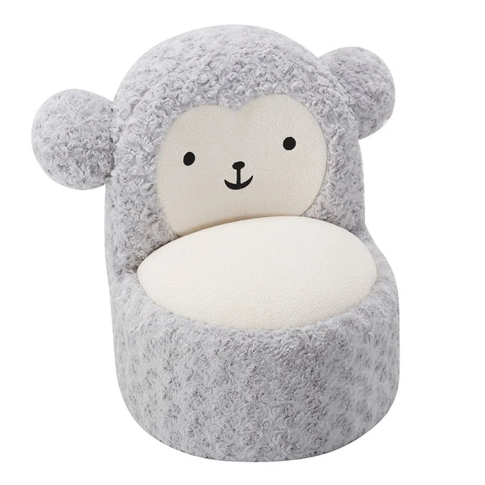 Fluffy Momo Kids Chair - Light Grey/White - With 2-Year Warranty