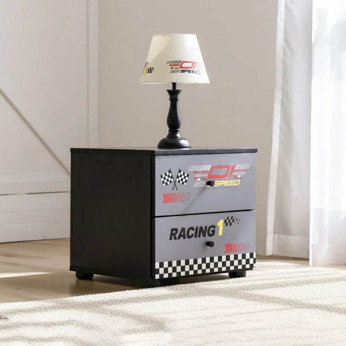 Ranger 2-Drawer Nightstand - Black & Grey - With 2-Year Warranty