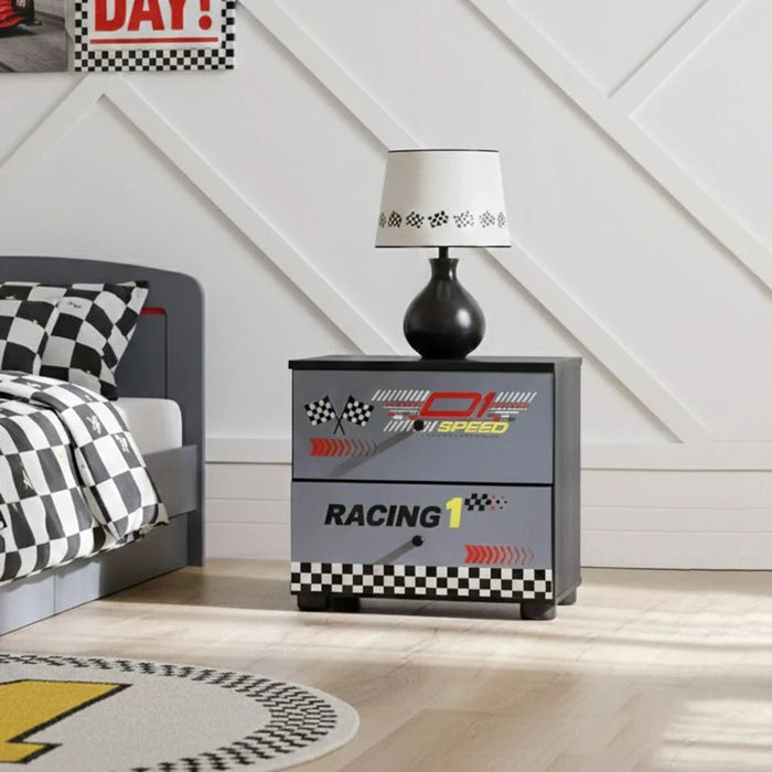 Ranger 2-Drawer Nightstand - Black & Grey - With 2-Year Warranty