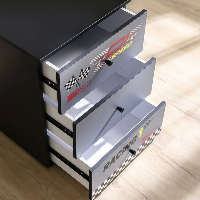 Ranger Chest of 3 Drawers - Black & Grey - With 2-Year Warranty