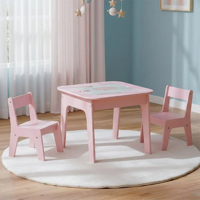 Candy 1+2-Seater Kids Table & Chair Set with Storage - Lego Top - Pink - With 2-Year Warranty