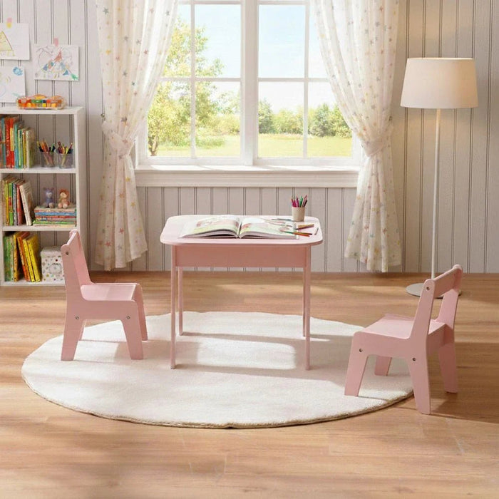 Candy 1+2-Seater Kids Table & Chair Set with Storage - Lego Top - Pink - With 2-Year Warranty