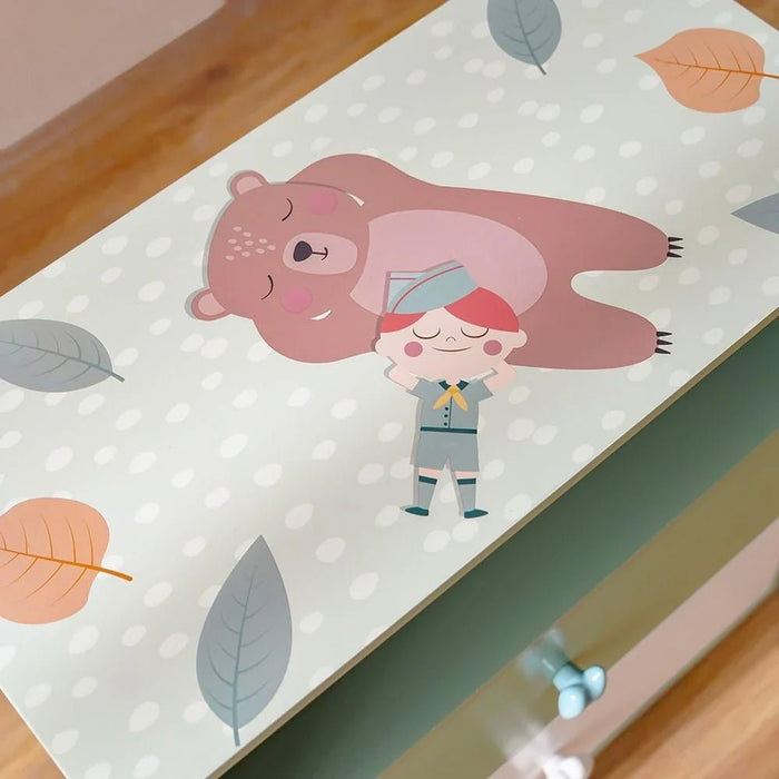 Little Bear 2-Drawer & 1-Open Shelf Kids Chest of Drawers - Green & White - With 2-Year Warranty