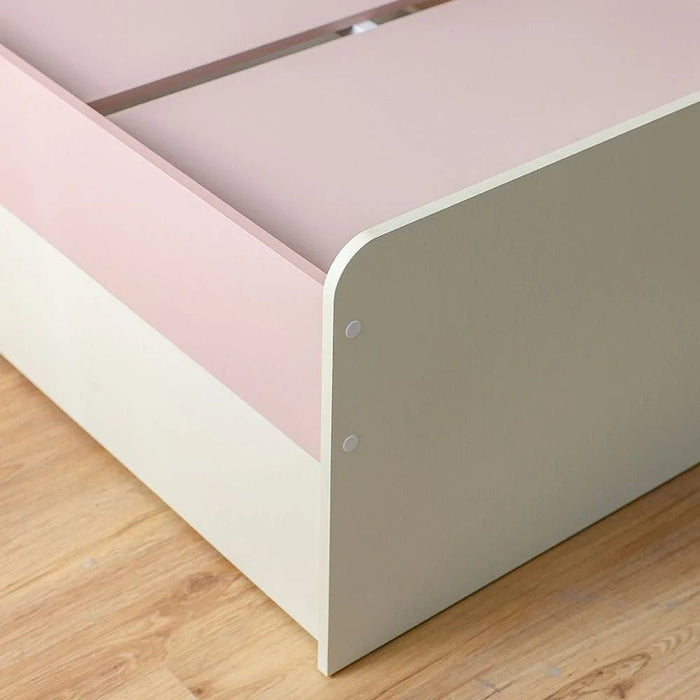 Candy 90x200 Kids Bed With Upholstered Headboard & 90x200 Trundle Bed-Blush Pink+Cream