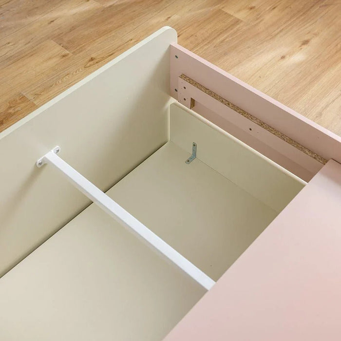 Candy 90x200 Kids Bed With Upholstered Headboard & 90x200 Trundle Bed-Blush Pink+Cream