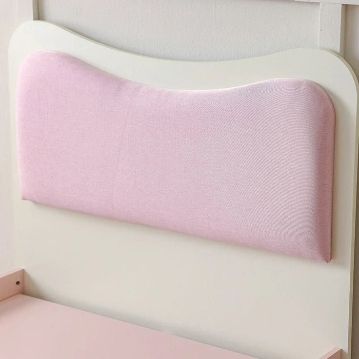 Candy 90x200 Kids Bed With Upholstered Headboard & 90x200 Trundle Bed-Blush Pink+Cream