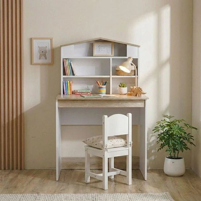 Stanley-V2 Study Desk With Hutch-Sonoma Oak & White