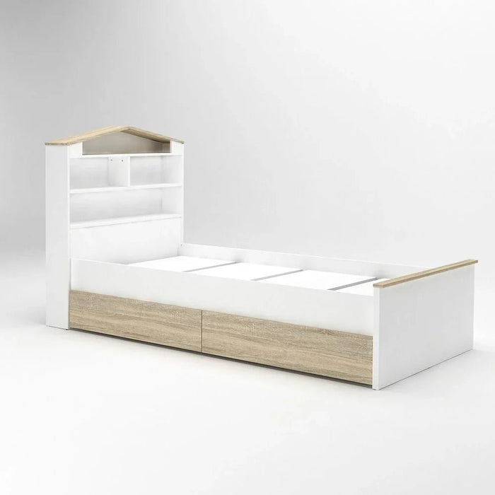 Stanley 90x200 House Bed with 2 Drawers - Sonoma Oak & White - With 2-Year Warranty