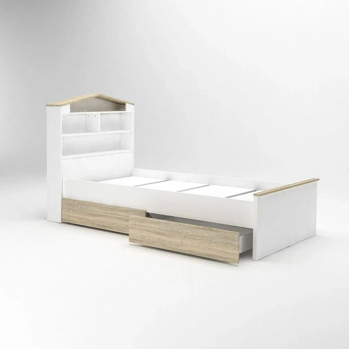 Stanley 90x200 House Bed with 2 Drawers - Sonoma Oak & White - With 2-Year Warranty