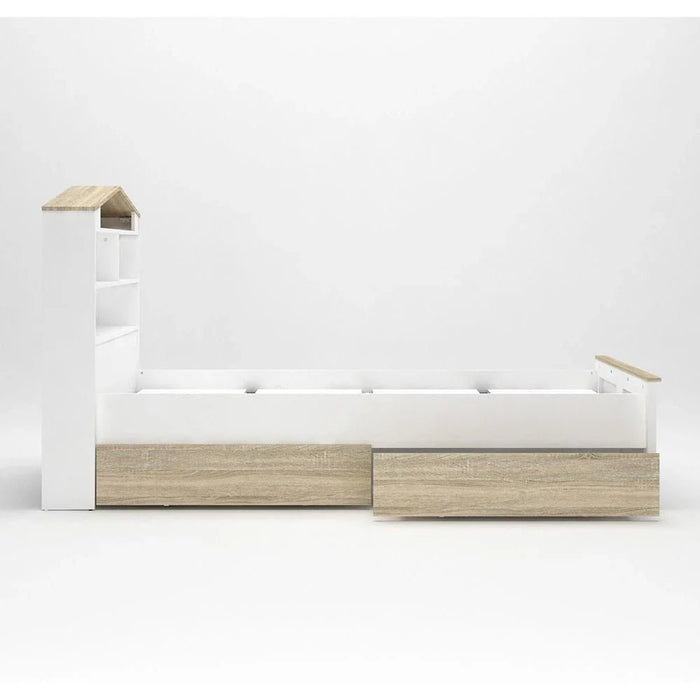 Stanley 90x200 House Bed with 2 Drawers - Sonoma Oak & White - With 2-Year Warranty