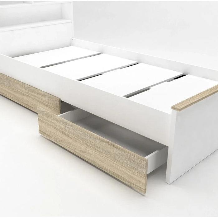 Stanley 90x200 House Bed with 2 Drawers - Sonoma Oak & White - With 2-Year Warranty