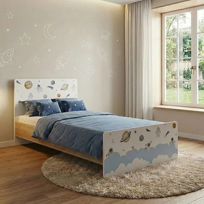 Kinder Space 90x200 Kids Bed - White & Sonoma Oak - With 2-Year Warranty