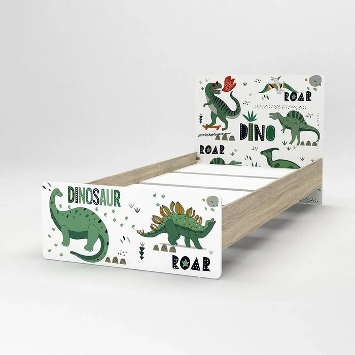 Kinder Dino 90x200 Kids Bed-White & Sonoma Oak