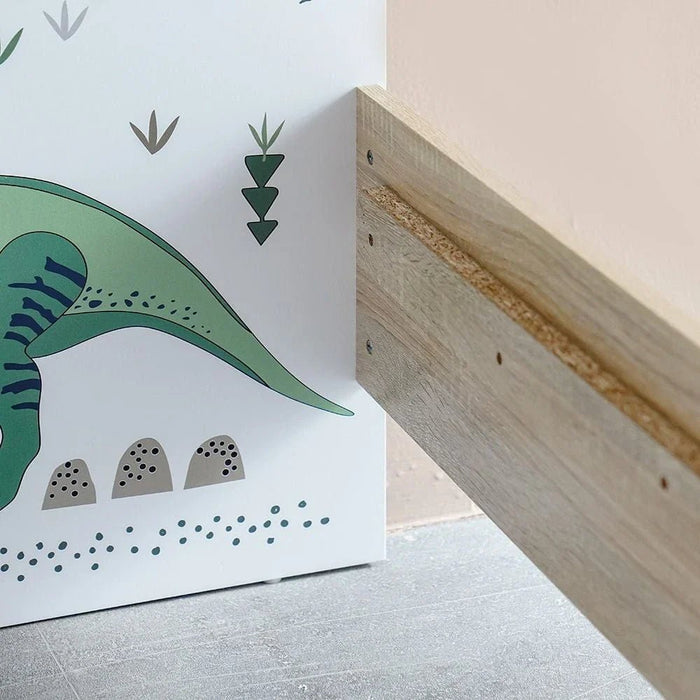 Kinder Dino 90x200 Kids Bed-White & Sonoma Oak