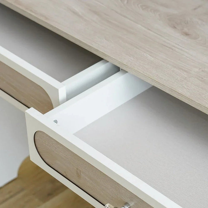 Swiss 2-Drawer Study Desk with Hutch - Light Oak + White - With 2-Year Warranty