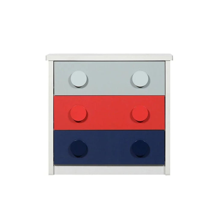 Blocks 3 Drawers Dresser-Grey &Red+Blue
