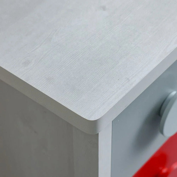 Blocks 3 Drawers Dresser-Grey &Red+Blue