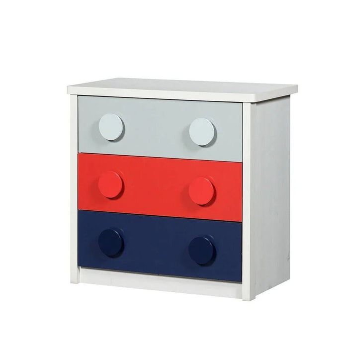 Blocks 3 Drawers Dresser-Grey &Red+Blue