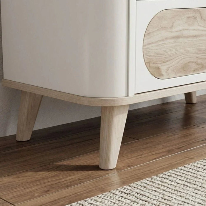 Swiss 3 Drawers Dresser With Mirror-Light Oak+White