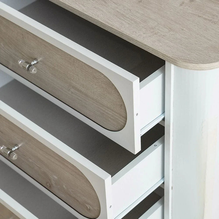 Swiss 3 Drawers Dresser With Mirror-Light Oak+White