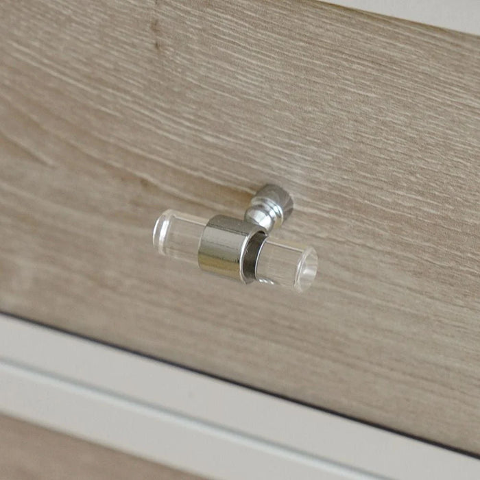 Swiss 3 Drawers Dresser With Mirror-Light Oak+White
