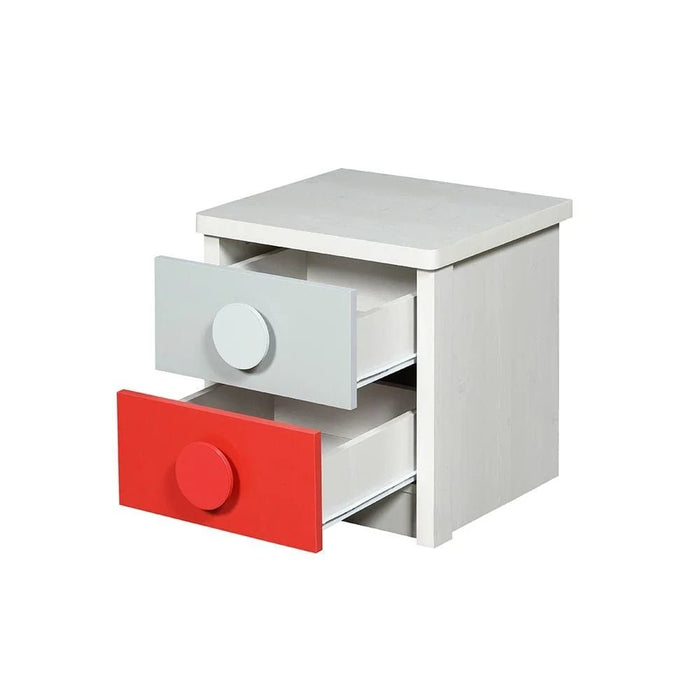 Blocks 2-Drawer Nightstand - Grey & Red - With 2-Year Warranty
