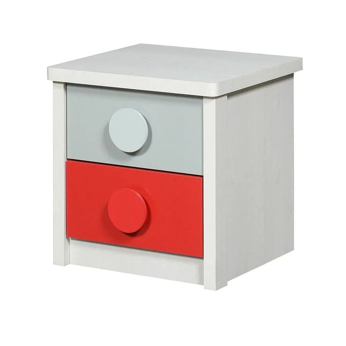 Blocks 2-Drawer Nightstand - Grey & Red - With 2-Year Warranty