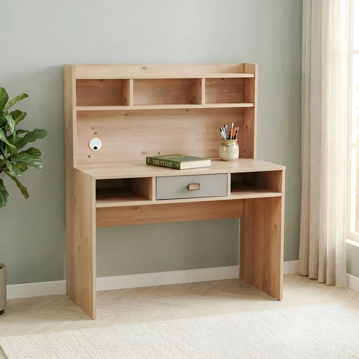 Bella 1Drawer Study Desk With Hutch-Grey & Oak