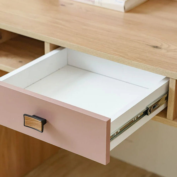 Bella 1Drawer Study Desk With Hutch-Pink & Oak