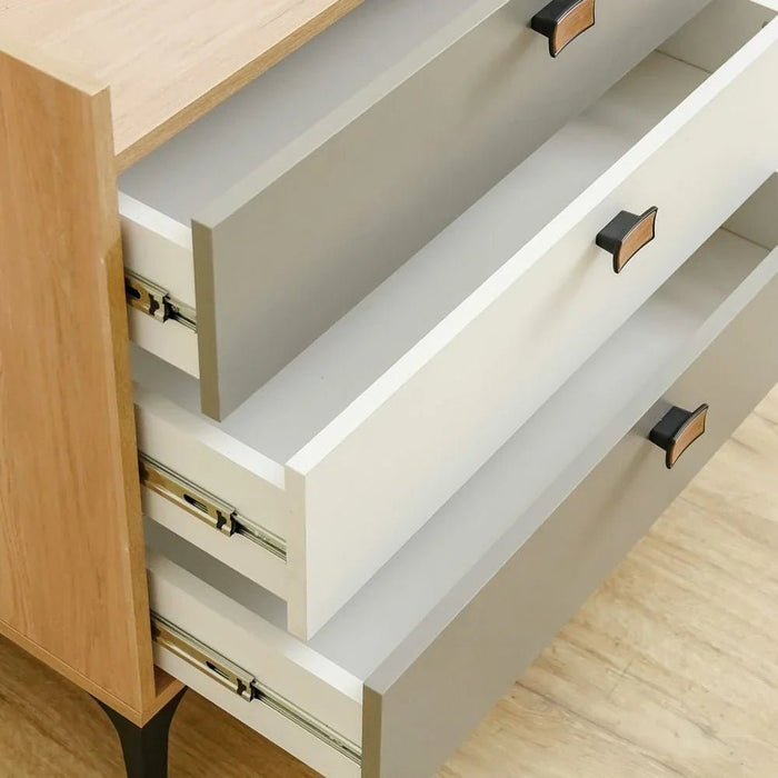 Bella 3-Drawer Dresser with Mirror - Grey & Oak - With 2-Year Warranty