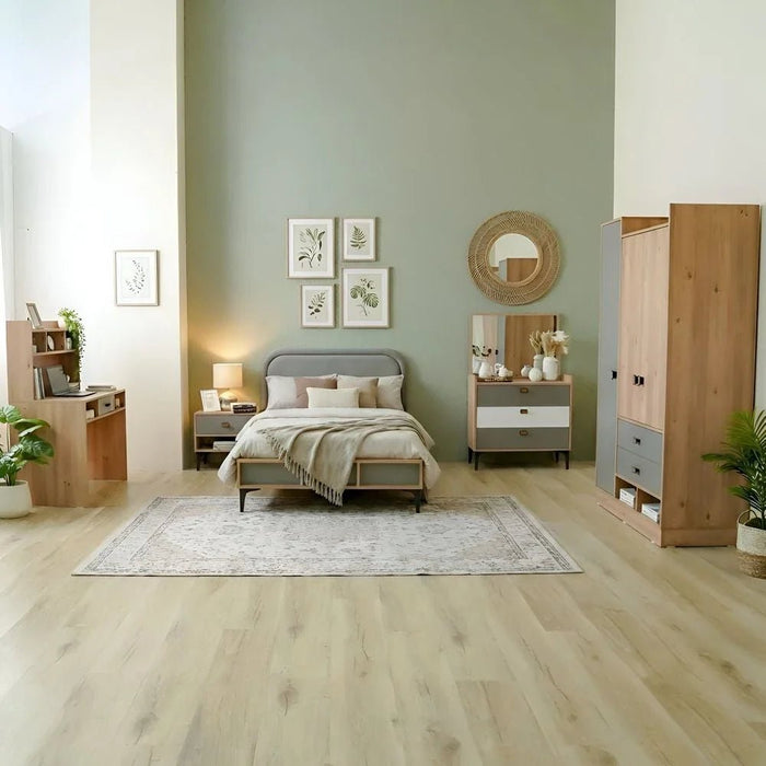 Bella 3-Drawer Dresser with Mirror - Grey & Oak - With 2-Year Warranty