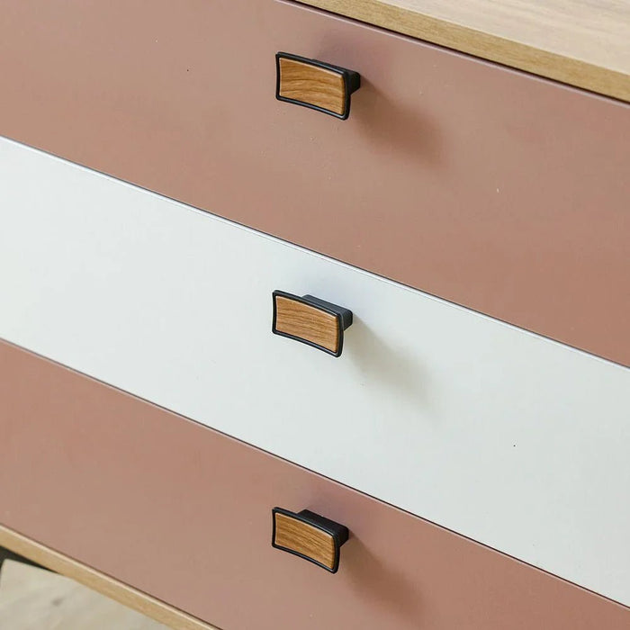 Bella 3Drawers Dresser With Mirror-Pink & Oak
